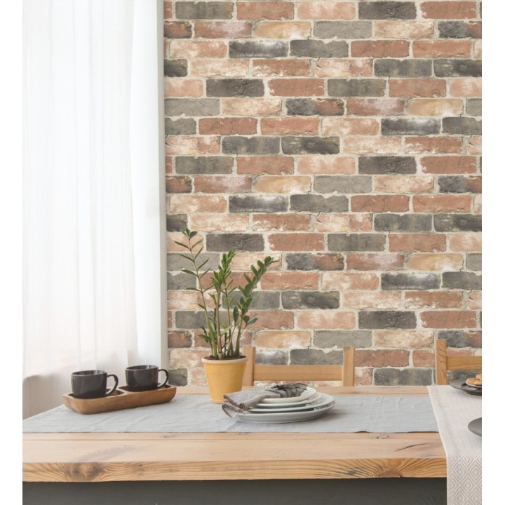 Papel pintado muro de ladrillos rojo teja estilo industrial - Jackson Street 121283