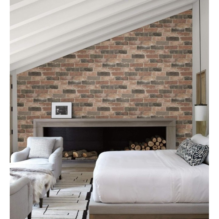 Papel pintado muro de ladrillos rojo teja estilo industrial - Jackson Street 121283