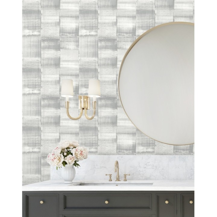 Papel pintado artístico efecto estarcido de pintura nacarada - Hoxton 681462