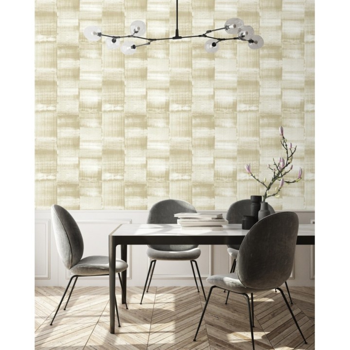 Papel pintado artístico efecto estarcido de pintura nacarada - Hoxton 681463