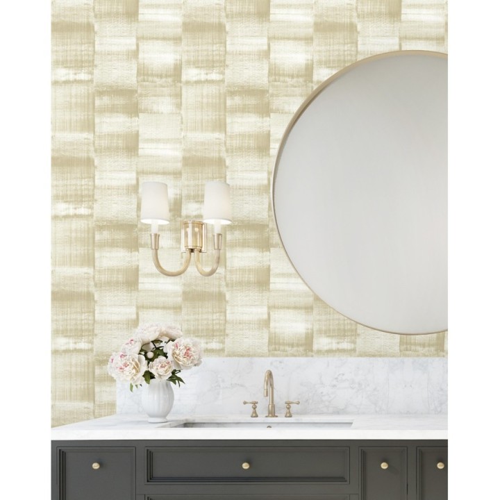 Papel pintado artístico efecto estarcido de pintura nacarada - Hoxton 681463