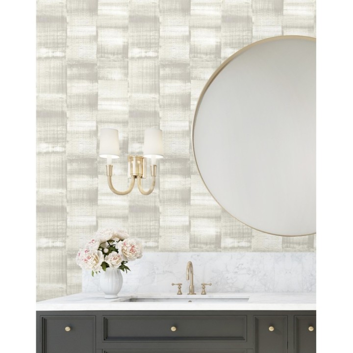 Papel pintado artístico efecto estarcido de pintura nacarada - Hoxton 681464