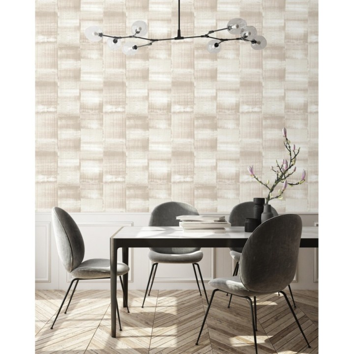 Papel pintado artístico efecto estarcido de pintura nacarada - Hoxton 681465