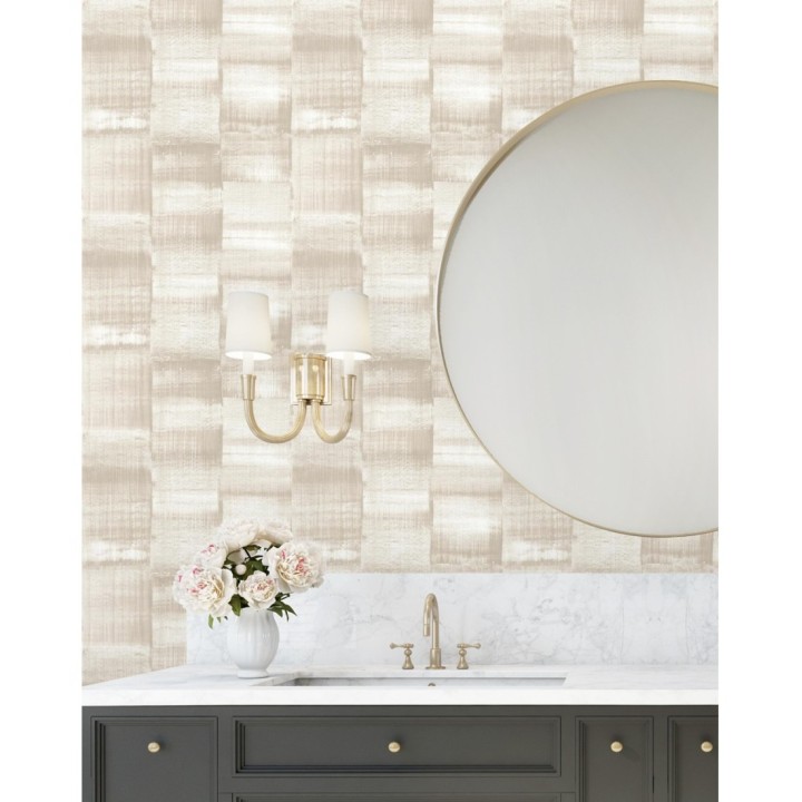 Papel pintado artístico efecto estarcido de pintura nacarada - Hoxton 681465