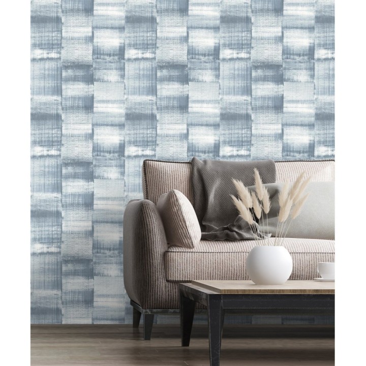 Papel pintado artístico efecto estarcido de pintura nacarada - Hoxton 681466