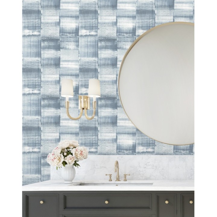 Papel pintado artístico efecto estarcido de pintura nacarada - Hoxton 681466