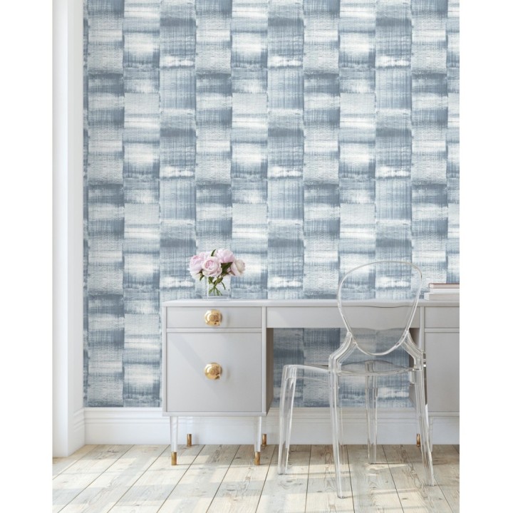 Papel pintado artístico efecto estarcido de pintura nacarada - Hoxton 681466