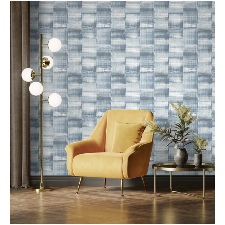 Papel pintado artístico efecto estarcido de pintura nacarada - Hoxton 681466