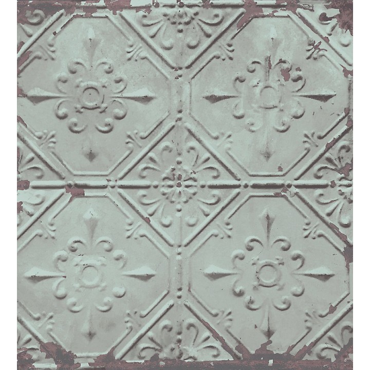 Papel pintado azulejos vintage verde palido estilo barroco - Zagora 121290