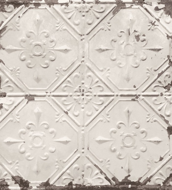 Papel pintado azulejos vintage beige estilo barroco - Zagora 121291