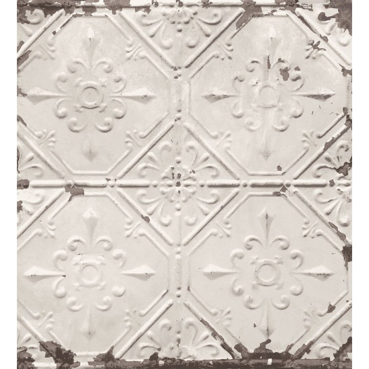 Papel pintado azulejos vintage beige estilo barroco - Zagora 121291