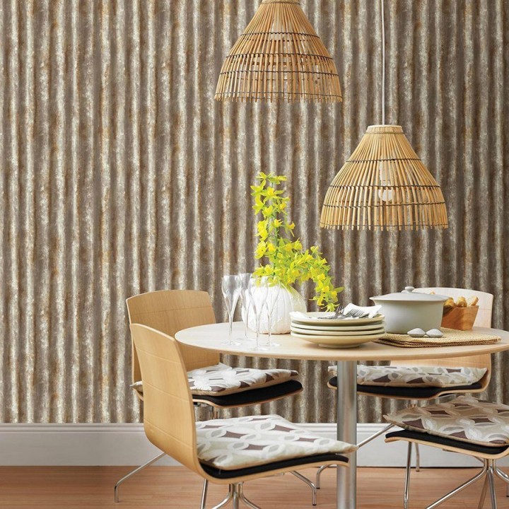 Papel pintado rayas modernas metalizadas estilo industrial - Lewis 121292