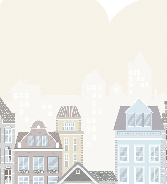 Papel pintado infantil casas de ciudad - Playville 681481