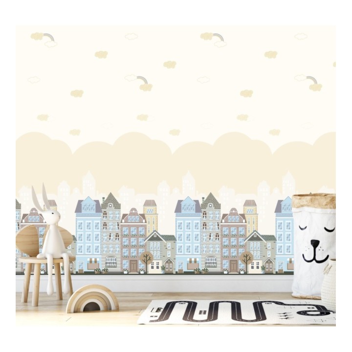 Papel pintado infantil casas de ciudad - Playville 681481