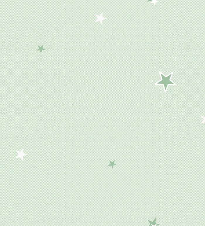 Papel pintado de estrellas verde fondo verde claro - Baby Stars 681500