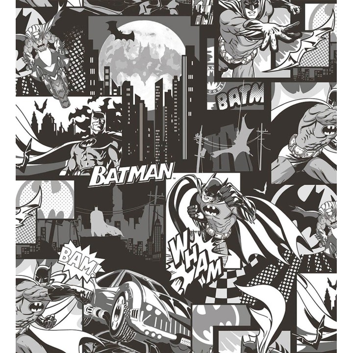Papel pintado comic de Batman blanco y negro - Gotham Hero 681507