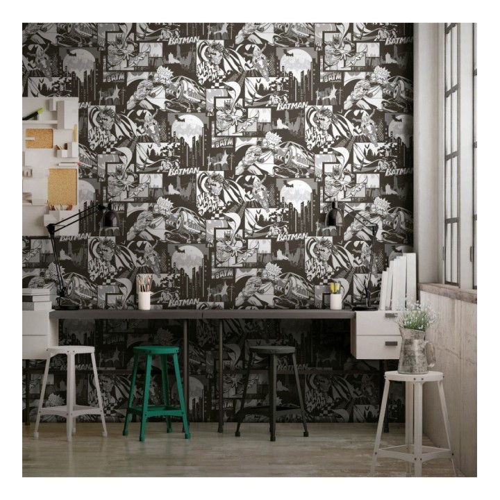 Papel pintado comic de Batman blanco y negro - Gotham Hero 681507