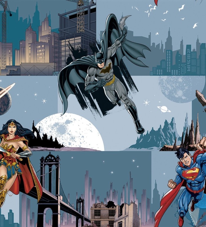 Papel pintado noches con Batman Superman y Wonder Woman - Night Heroes 681514