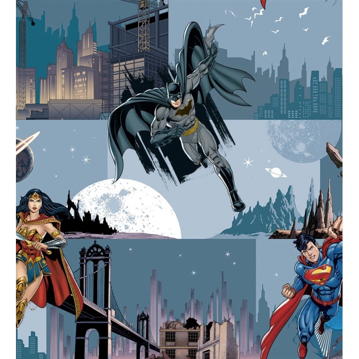 Papel pintado noches con Batman Superman y Wonder Woman - Night Heroes 681514