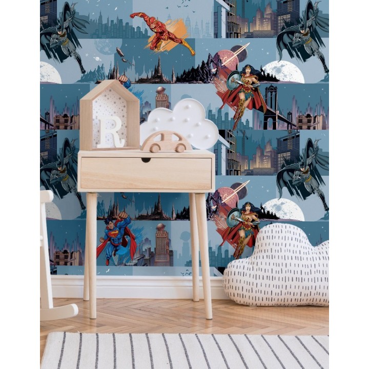 Papel pintado noches con Batman Superman y Wonder Woman - Night Heroes 681514