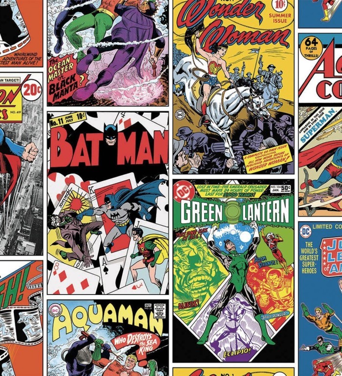 Papel pintado cómic de los héroes DC de Warner Bros en color - Warner Comics 681515