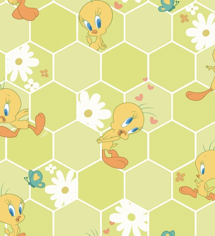 Papel pintado Piolín fondo panal de abejas - Tweety Blossom 681530
