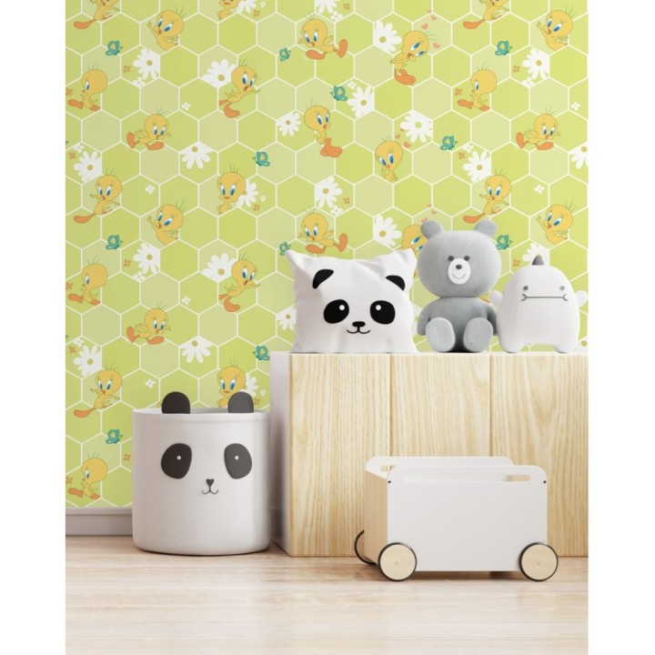 Papel pintado Piolín fondo panal de abejas - Tweety Blossom 681530