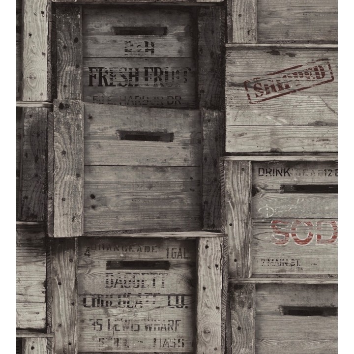 Papel pintado cajas de madera estilo vintage - Market Boxes 121306