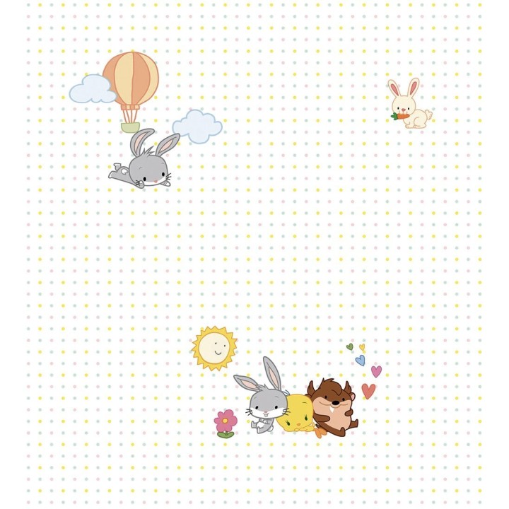 Papel pintado Looney Tunes bebés Bugs Bunny Piolín Taz - Warner Babies 681548