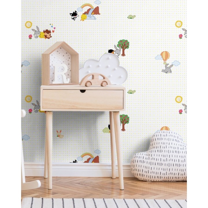 Papel pintado Looney Tunes bebés Bugs Bunny Piolín Taz - Warner Babies 681548