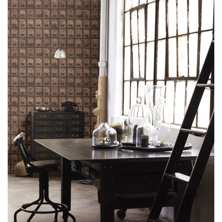 Papel pintado taquillas metálicas estilo vintage - Helder Lockers 121310