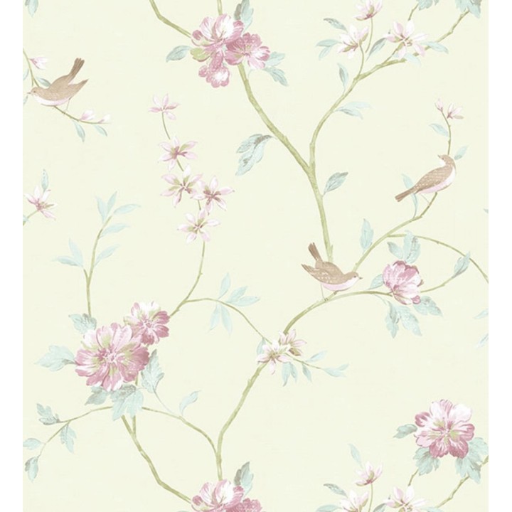 Papel pintado pájaros y flores estilo romántico - Villa Elena 121365