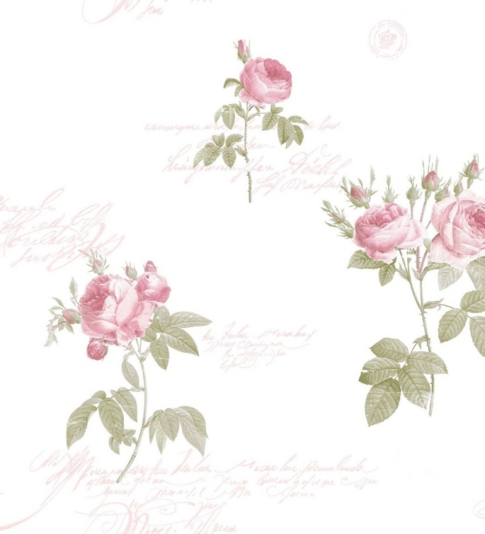 Papel pintado flores y letras estilo vintage - Belle Fleur 121368