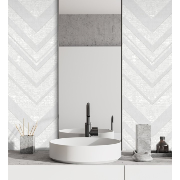 Papel pintado geométrico zig zag texturizado con pequeños destellos - Enzo Spike 681655
