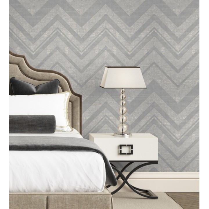 Papel pintado geométrico zig zag texturizado con pequeños destellos - Enzo Spike 681656