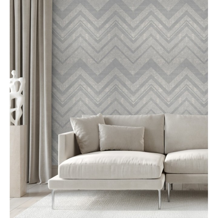 Papel pintado geométrico zig zag texturizado con pequeños destellos - Enzo Spike 681656
