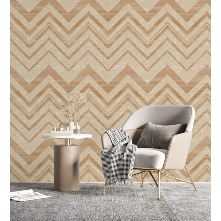 Papel pintado geométrico zig zag texturizado con pequeños destellos - Enzo Spike 681658