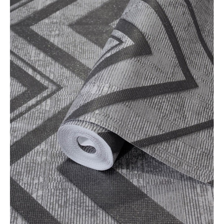 Papel pintado geométrico zig zag texturizado con pequeños destellos - Enzo Spike 681659