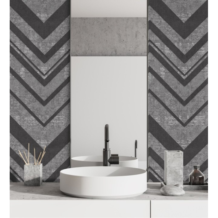 Papel pintado geométrico zig zag texturizado con pequeños destellos - Enzo Spike 681659