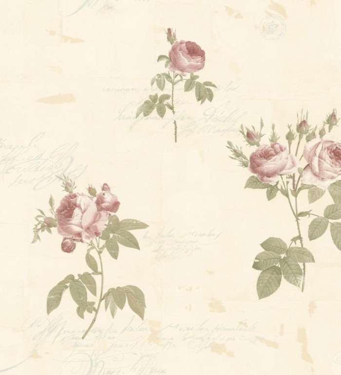 Papel pintado flores y letras estilo vintage - Belle Fleur 121372