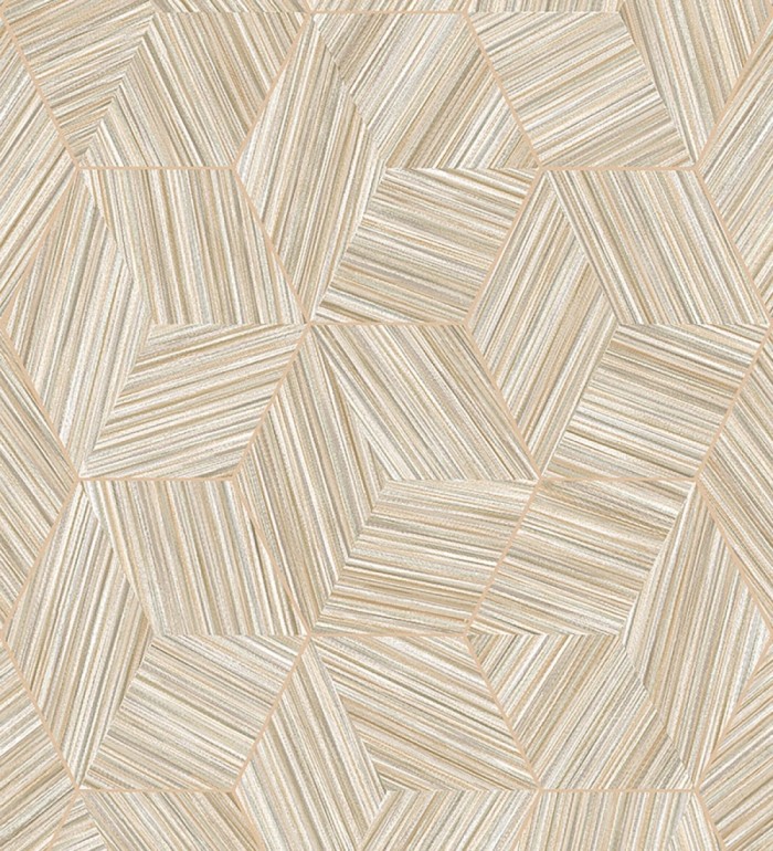 Papel pintado de hexágonos con delgadas líneas doradas - Maurice Metrix 681675