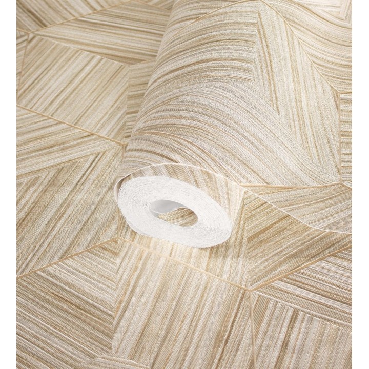 Papel pintado de hexágonos con delgadas líneas doradas - Maurice Metrix 681675