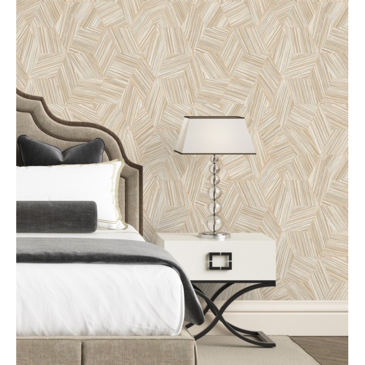 Papel pintado de hexágonos con delgadas líneas doradas - Maurice Metrix 681675