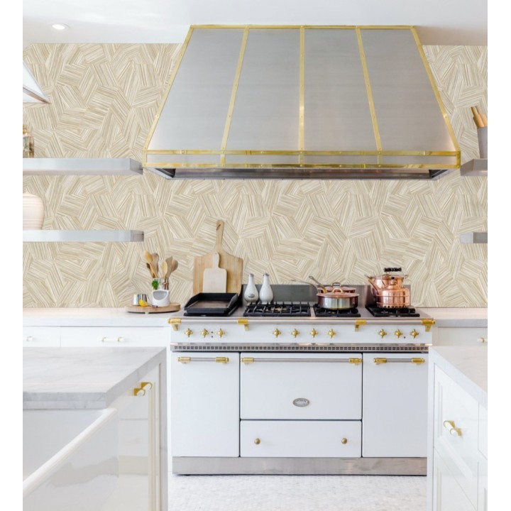 Papel pintado de hexágonos con delgadas líneas doradas - Maurice Metrix 681675