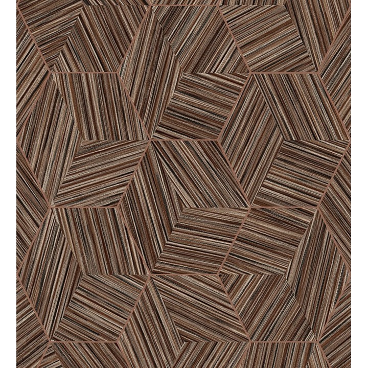 Papel pintado de hexágonos con delgadas líneas color cobre - Maurice Metrix 681676