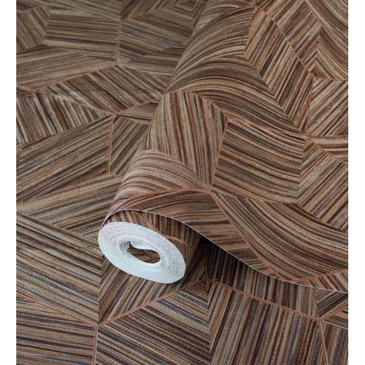 Papel pintado de hexágonos con delgadas líneas color cobre - Maurice Metrix 681676