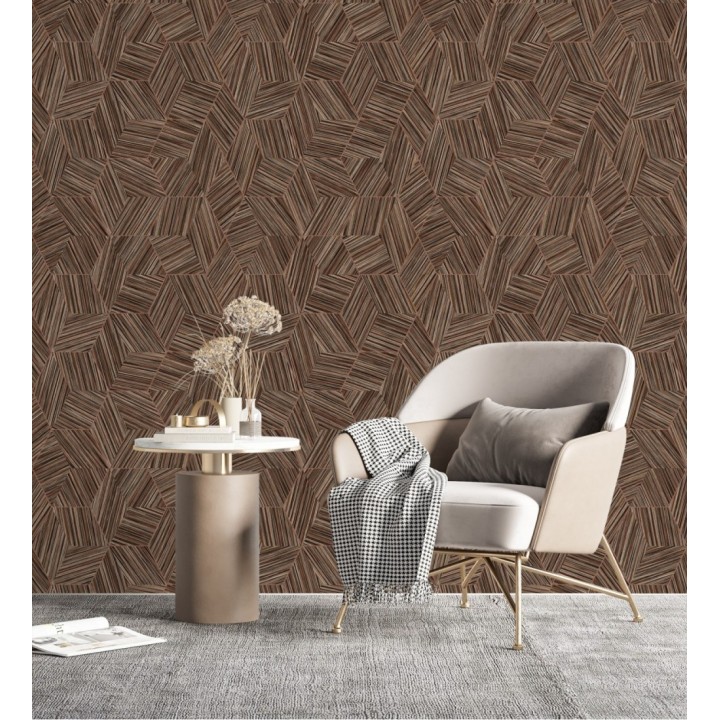Papel pintado de hexágonos con delgadas líneas color cobre - Maurice Metrix 681676