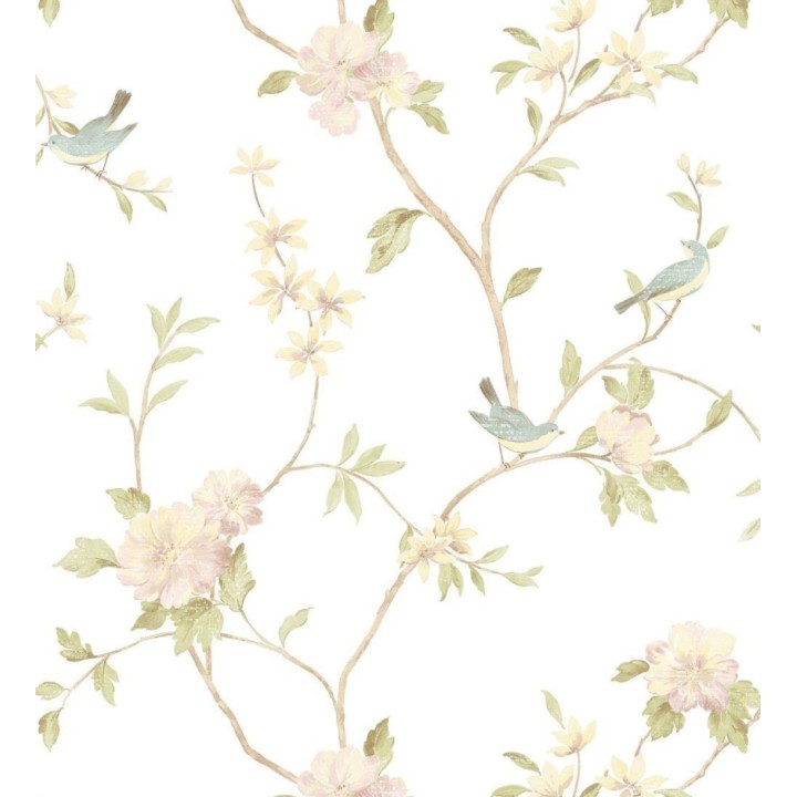 Papel pintado pájaros y flores estilo romántico - Villa Elena 121382