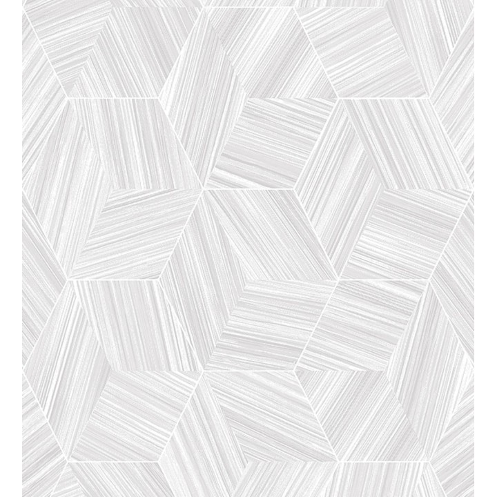 Papel pintado de hexágonos con delgadas líneas color plata - Maurice Metrix 681677