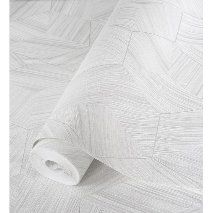 Papel pintado de hexágonos con delgadas líneas color plata - Maurice Metrix 681677